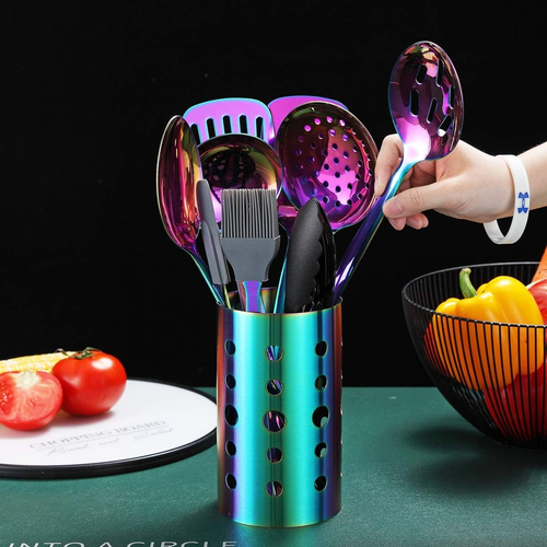 Rainbow Kitchen Utensils Set,13 Pieces Stainless Steel Cooking Utensils Set with