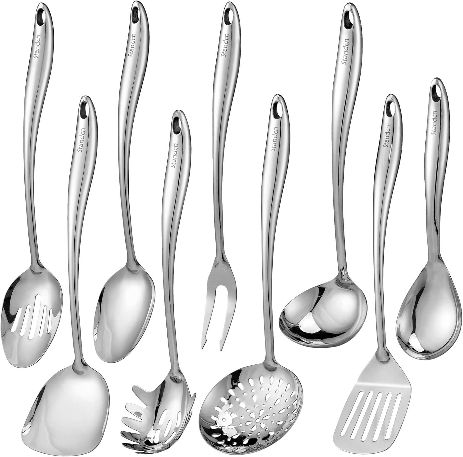 Stainless Steel Kitchen Utensil Set 9 Pieces Cooking Serving Utensils