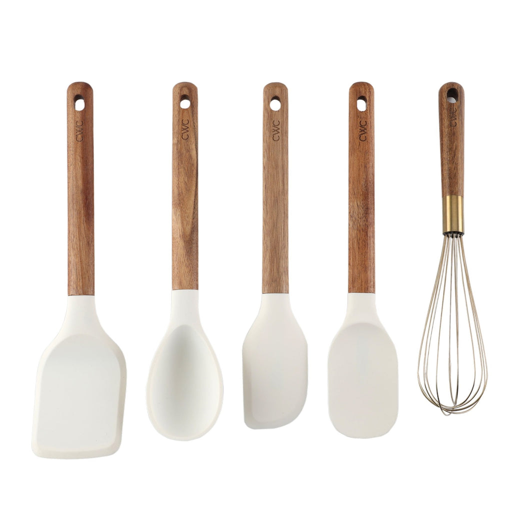 Wooden Cooking Utensils Set with Silicone Heads, Stylish & Durable Kitchen Tools