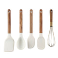 Wooden Cooking Utensils Set with Silicone Heads, Stylish & Durable Kitchen Tools